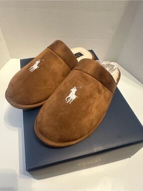 Polo Ralph Lauren Klarence Scuff Slippers Brown Men’s 9 NIB